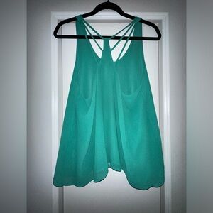 Aqua blue green Racerback tank top - cutout back - size womens large
